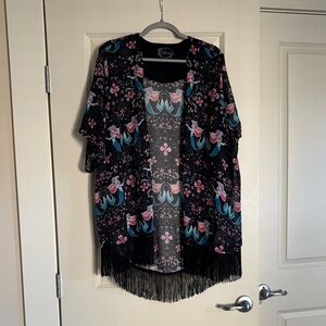 Ariel Black Kimono with Fringe